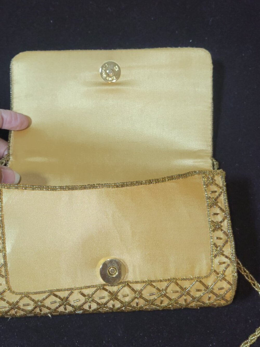 Carlo Fellini Gold-Tone Clutch with Strap and Textile & Bead-Embroidered Clutch - Picture 10 of 16